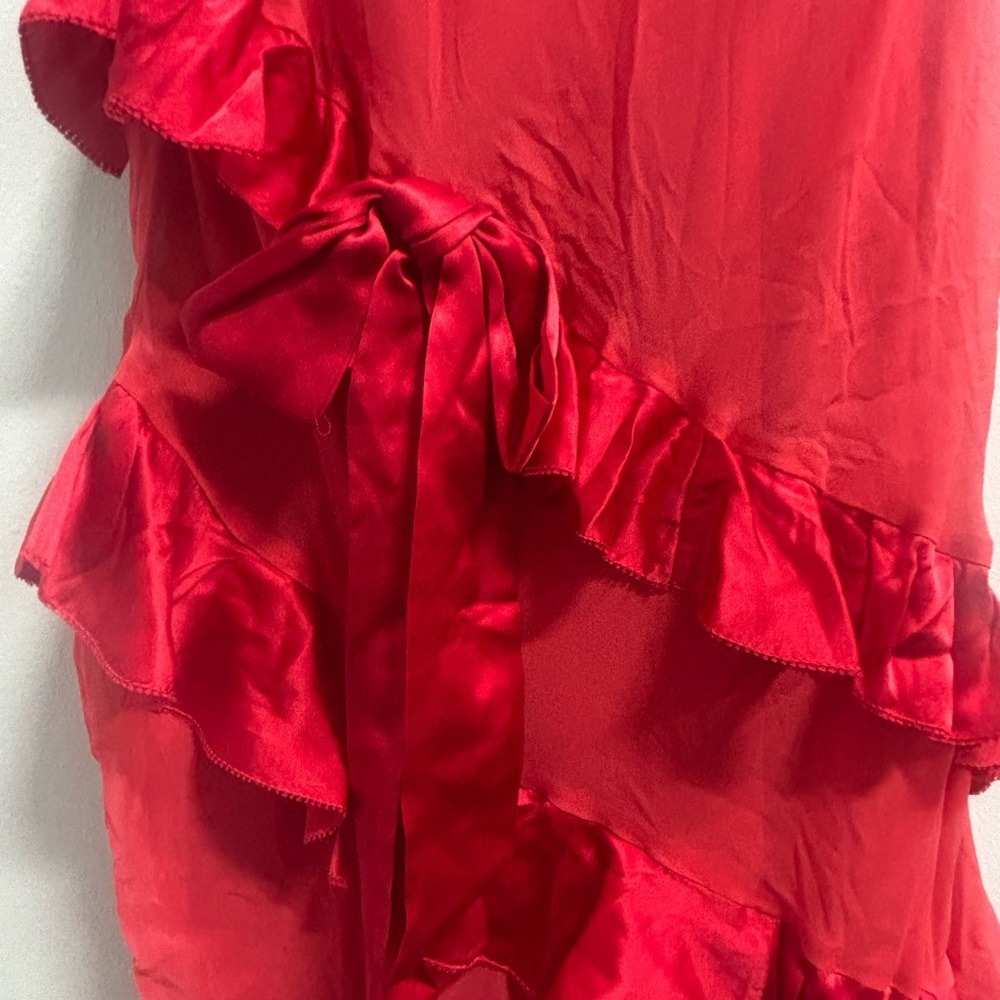 LoveShackFancy Rialto Red Silk Bow Gown Maxi‎ Prom Dress Size 8/M - Picture 6 of 8